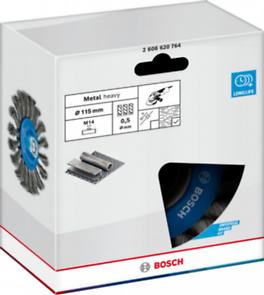 BOSCH, Perie-disc de sârmă Metal Heavy pentru polizoare unghiulare mici cu alezaj M14, 115 x 0,5 mm, M14 [4]