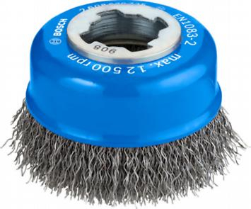 BOSCH PRO Metal Clean, Perie-oală, din sârmă ondulată, pentru polizoare unghiulare mici, X-Lock, 75 x 0,3 mm [2]