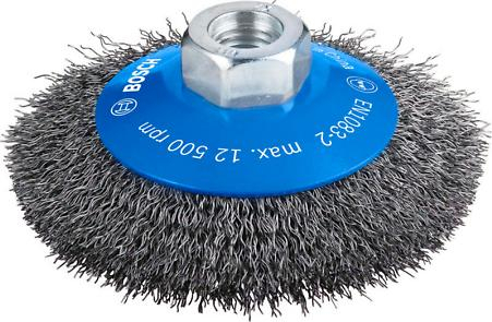BOSCH PRO Metal Clean, Perie teșită, din sârmă ondulată. pentru polizoare unghiulare mici, filet M14, 100 x 0,3 mm, M14 [2]