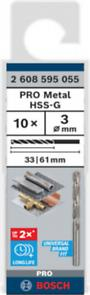 BOSCH PRO Metal HSS-G, Burghiu elicoidal cu lungime standard, pentru metal, 3 x 33 x 61 mm [cutie 10 bucăți] [4]