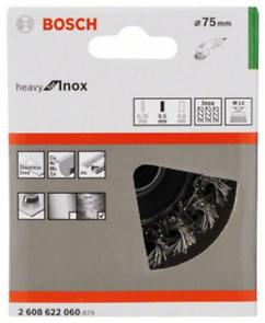 BOSCH PRO Stainless Steel Heavy, Perie-oală, din sârmă cu noduri, pentru polizoare unghiulare mici, filet M14, 75 x 0,5 mm, M14 [3]