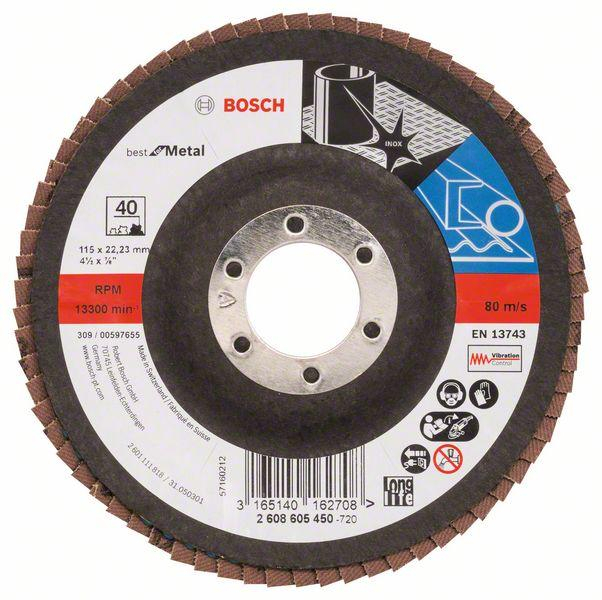 BOSCH PRO X571, Disc de șlefuire evantai, pentru polizoare unghiulare mici, versiunea înclinată, din fibre, Ø 115-125 mm [2]