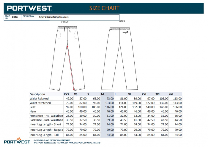 C070, Pantaloni cu șnur din polibumbac Kingsmill, 190 g/mp [3]