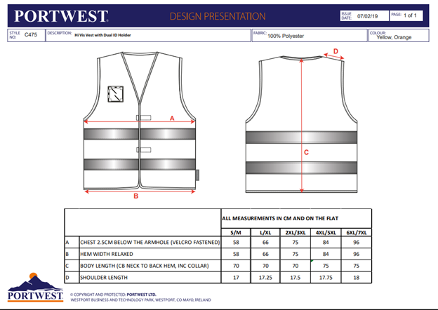 C475, Vestă HI-VIS cu port acte dual, din poliester, 124 g/mp [3]