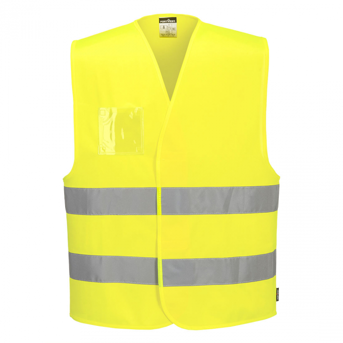 C475, Vestă HI-VIS cu port acte dual, din poliester, 124 g/mp [1]