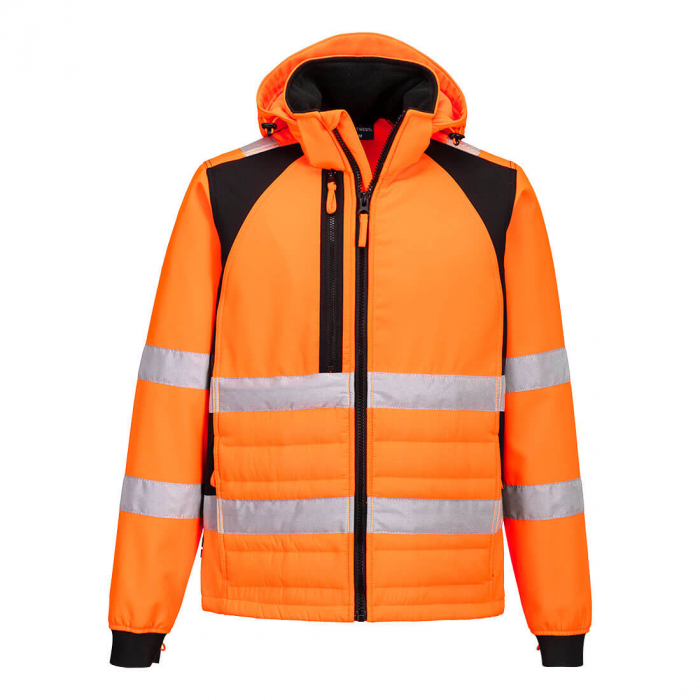 WX2 - CD863, Jachetă HI-VIS tip Softshell, cu glugă detașabilă, din poliester GRS și fleece, 280 g/mp, căptușeală 52 g/mp, umplutură 200 g/mp [1]