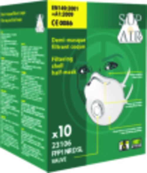 Coverguard 23106 Semimască de protecție respiratorie FFP1 NR D cu supapă, formă cupă, cutie 10 bucăți [7]