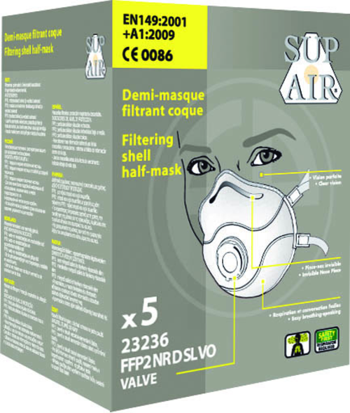 Coverguard 23236 Mască de protecție respiratorie FFP2 NR D VO cu supapă, strat carbon activ, cutie 5 bucăți [8]