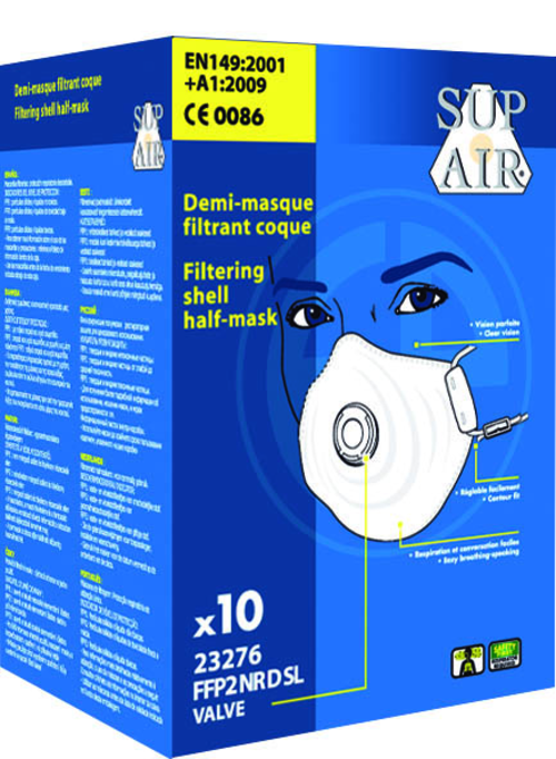 Coverguard 23276 Mască de protecție respiratorie FFP2 NR D cu supapă, formă ergonomică conică, 0% metal, cutie 10 bucăți [8]