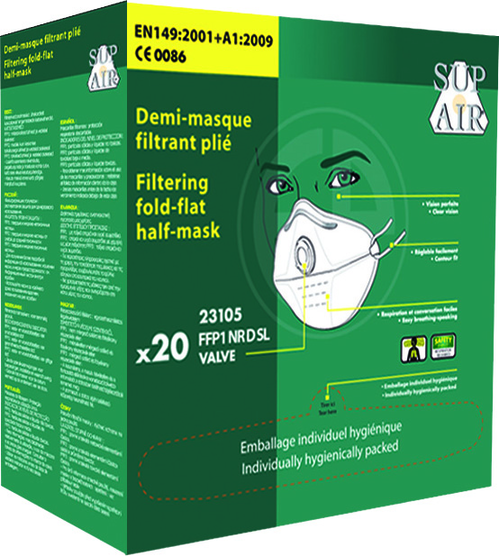 COVERGUARD MO23105 – Mască protecție respiratorie FFP1 NR D cu supapă [Cutie 20 de bucăți] [2]