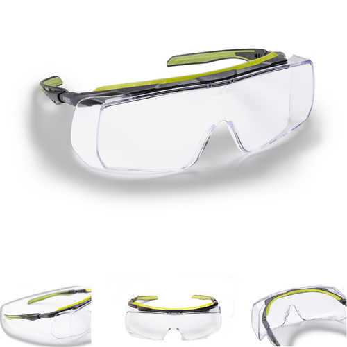 COVERGUARD OVERLUX, ochelari de protecție OTG (Over The Glasses) cu lentilă incoloră din policarbonat, tratament anti-zgâriere (K), brațe reglabile [4]