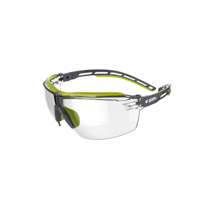 COVERGUARD TIGER HIGH, ochelari de protecție cu lentilă policarbonat incoloră / fumurie / interior-exterior, tratamente anti-aburire (N) și anti-zgârieturi (K), protecție frontală TPR [1]