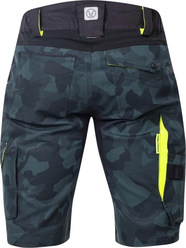 CREATRON CAMO, Pantaloni scurți de lucru din bumbac Amalytton cu inserții TABIFLEX, imprimeu camuflaj verde, 250 g/mp [3]