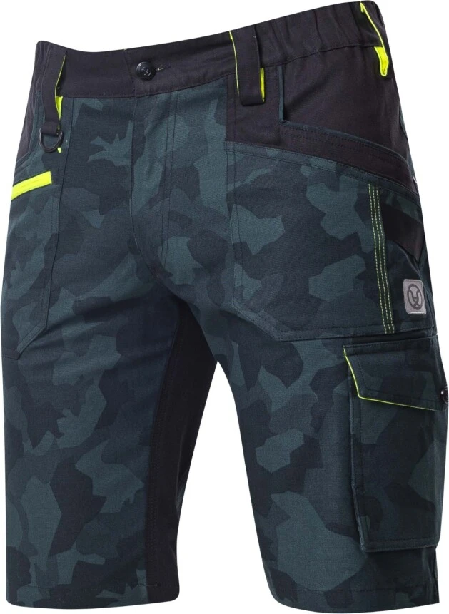 CREATRON CAMO, Pantaloni scurți de lucru din bumbac Amalytton cu inserții TABIFLEX, imprimeu camuflaj verde, 250 g/mp [2]