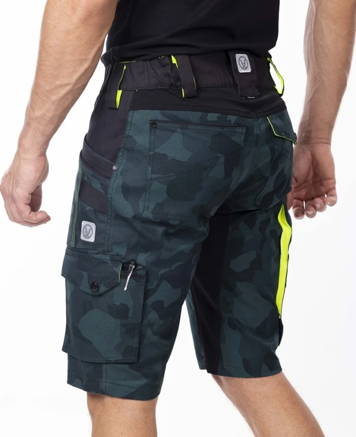 CREATRON CAMO, Pantaloni scurți de lucru din bumbac Amalytton cu inserții TABIFLEX, imprimeu camuflaj verde, 250 g/mp [5]