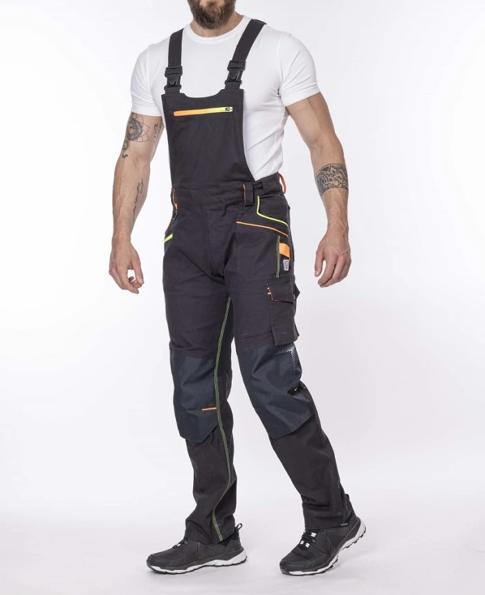 CREATRON, Pantaloni cu pieptar de lucru din bumbac Amalytton cu inserții TABIFLEX și Oxford, 250 g/mp [3]