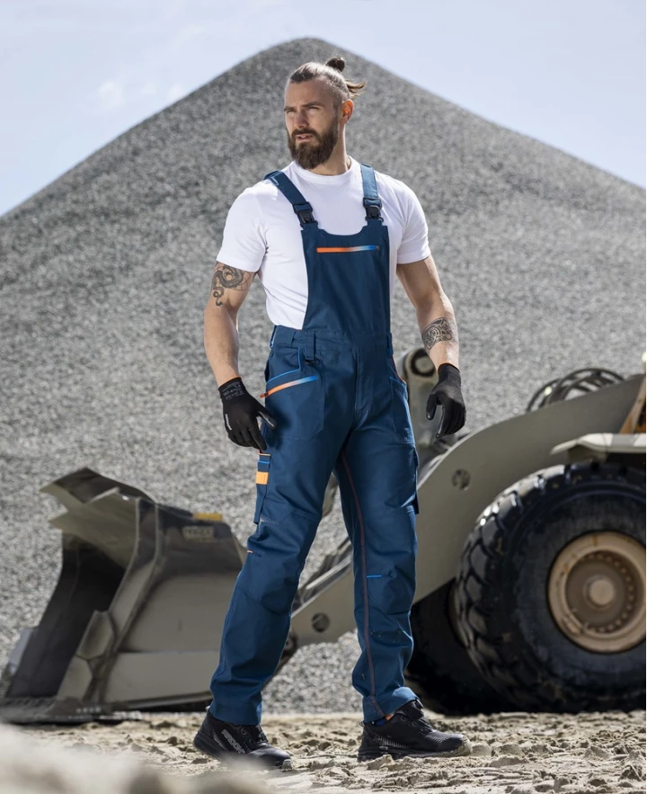 CREATRON, Pantaloni cu pieptar de lucru din bumbac Amalytton cu inserții TABIFLEX și Oxford, 250 g/mp [10]