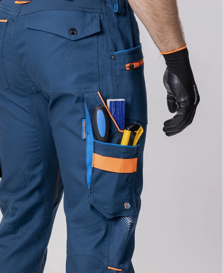 CREATRON, Pantaloni cu pieptar de lucru din bumbac Amalytton cu inserții TABIFLEX și Oxford, 250 g/mp [9]