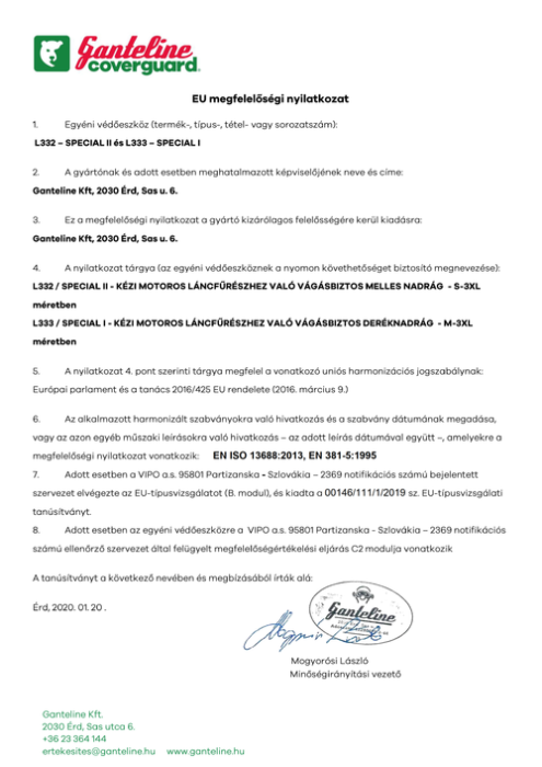 DENDRO, Pantaloni pentru forestieri cu protecție la tăieturi, din poliester și bumbac, căptușeală din fibre aramidice [4]