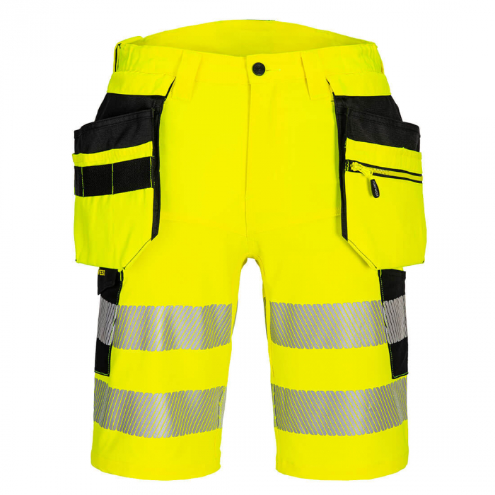 DX446, Pantaloni scurți HI-VIS din Titanmill Ultra Ripstop Stretch, 92% poliester, 8% elastan, 240 g/mp [1]