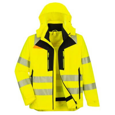 DX466, Jachetă HI-VIS 4-in-1, cu glugă detașabilă, din poliester cu membrană PU, 160 g/mp, căptușeală termică 220 g/mp [4]