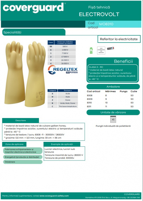 ELECTROVOLT 26500 V, Mănuși electroizolante, clasa 3 [2]
