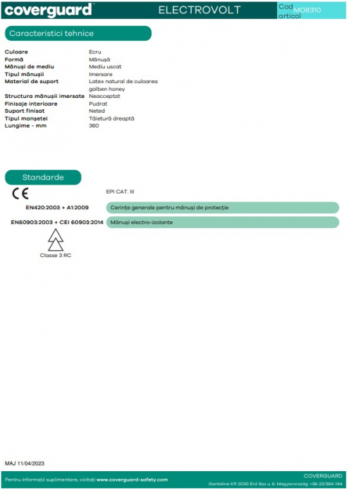 ELECTROVOLT 26500 V, Mănuși electroizolante, clasa 3 [3]