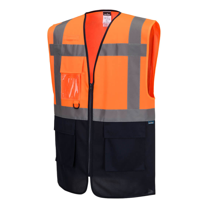 ES076, Vestă HI-VIS cu panouri de contrast din 100% poliester, țesătură tricotată, 125 g/mp [3]