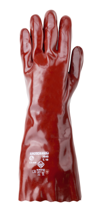 Eurochem 3640 Manusi De Protectie Din Bumbac Imersate In Pvc Bordo Rezistente La Acizi Baze Uleiuri Lungime 40 Cm Grosime 1 Mm [2]