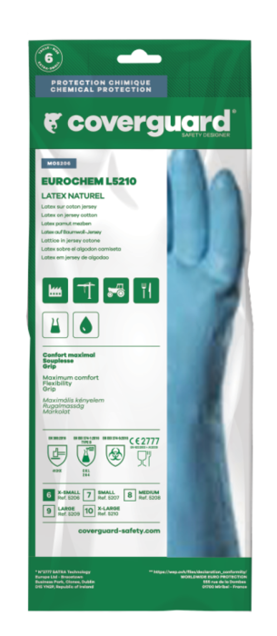 Eurochem L5210 Manusi De Protectie Din Bumbac Imersate In Latex Albastru Lungime 30 Cm Grosime 1 3 Mm [4]