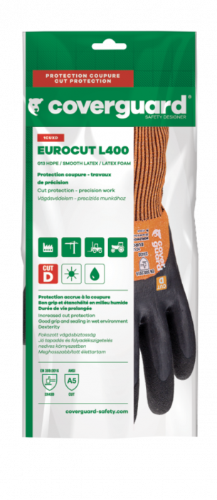 EUROCUT L400, Mănuși de protecție din HDPE, poliester și spandex, imersate dublu în latex neted și nisipos, tricot calibrul 13 [4]