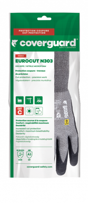 EUROCUT N303, Mănuși de protecție din HDPE, poliester și spandex, imersate în microspumă de nitril, lungime standard [5]
