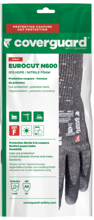EUROCUT N600, Mănuși de protecție din HDPE, poliester și spandex, imersate în microspumă de nitril, lungime standard [7]