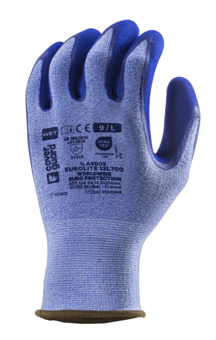 EUROLITE 13L700, Mănuși de protecție din poliester și elastan, imersate dublu în latex, lungime 24 cm, grosime 13 gauge [9]