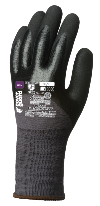 EUROLITE 15N505, Mănuși de protecție din nailon-spandex, imersate în nitril neted cu strat nisipos [9]