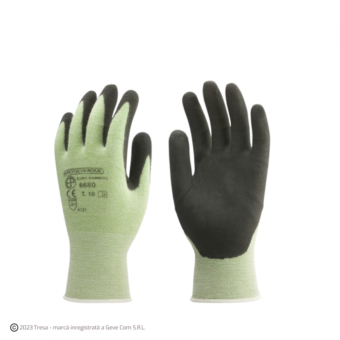EUROLITE BAMBOU, Mănuși de protecție din fibră de bambus, poliamidă și elastan, imersate în nitril spumat [1]