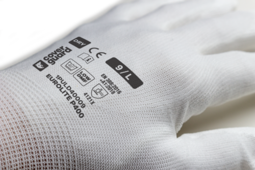 EUROLITE P400, Mănuși de protecție din poliamidă albă, imersate în poliuretan alb [4]