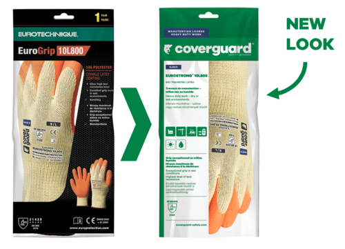 EUROSTRONG 10L800, Mănuși de protecție din poliester și elastan, imersate în latex crep, lungime 25 cm, grosime 10 gauge [6]