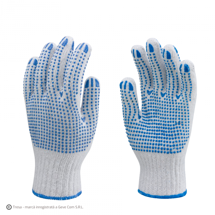EUROSTRONG 4350, Mănuși de protecție din poliester și bumbac, cu picouri din PVC, tricotate fără cusături [1]