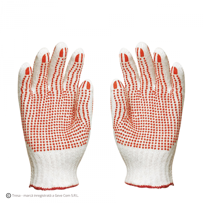 EUROSTRONG 4350, Mănuși de protecție din poliester și bumbac, cu picouri din PVC, tricotate fără cusături [1]