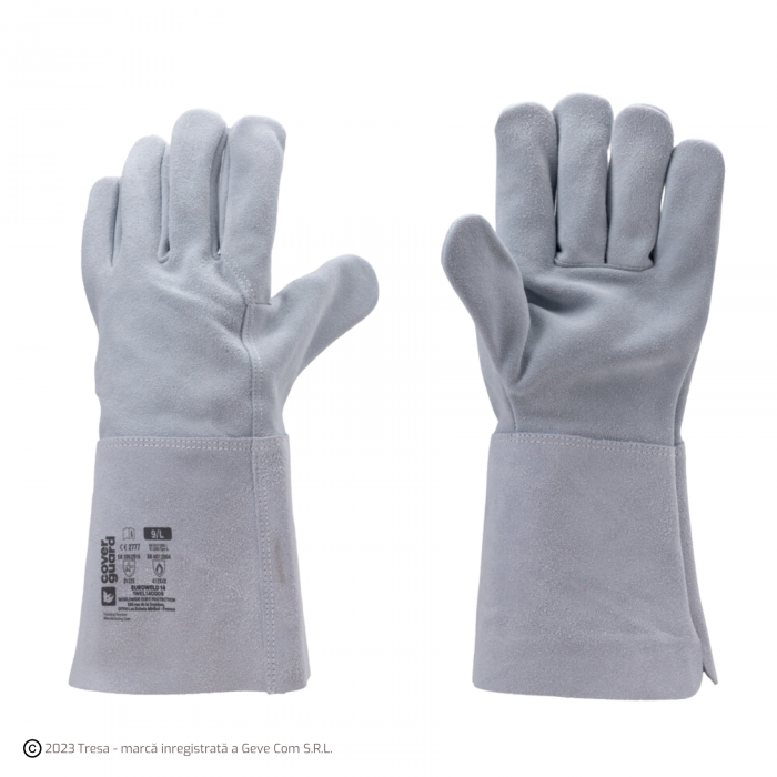 EUROWELD 140, Mănuși de sudură din piele de vacă despicată, lungime manșetă 15 cm [1]