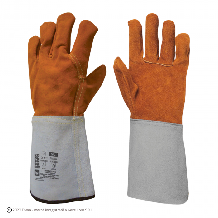 EUROWELD 250, Mănuși de protecție pentru sudură, piele de vacă, manșetă lungime 15 cm [1]