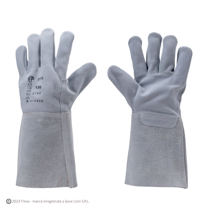 EUROWELD 2515, Mănuși de sudură din piele șpalt de bovină, manșetă din piele de 15 cm, lungime 35 cm, grosime 1.0 - 1.3 mm [1]