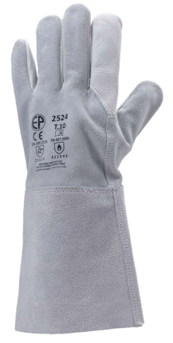 Euroweld 2524 Manusi De Sudura Cu Palma Din Piele Integrala De Bovina Dosul Palmei Din Piele Spalt Manseta Din Piele Spalt De 15 Cm Grosime 0 7 1 3 Mm [2]