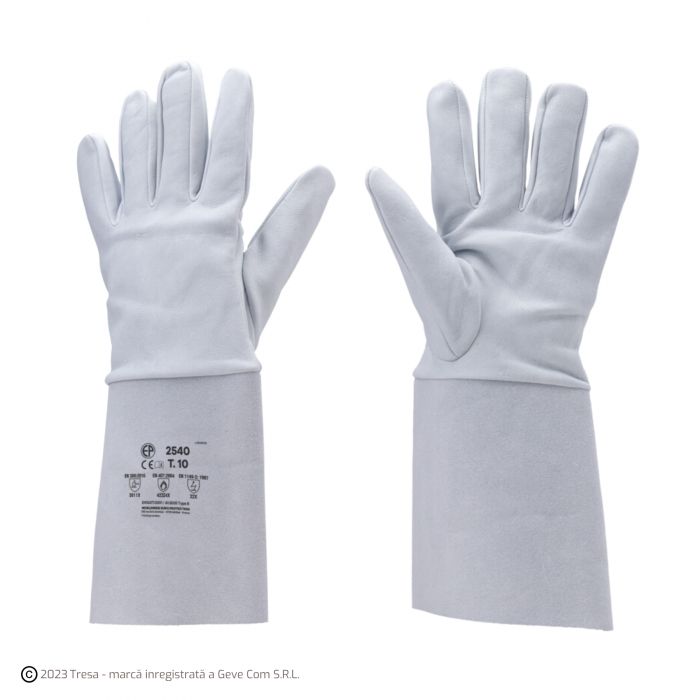 EUROWELD 2540, Mănuși de sudură din piele integrală de vacă, manșetă de protecție, lungime 35 cm, tip B [1]