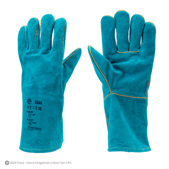 EUROWELD 2630, Mănuși de sudură din piele de vacă, manșetă de protecție, lungime 35 cm, tip B [1]