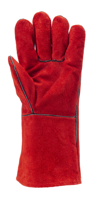 Euroweld 2631 Manusi De Sudura Din Piele Spalt De Bovina Captuseala Din Bumbac Manseta De Protectie 15 Cm Rosii Tip A [4]