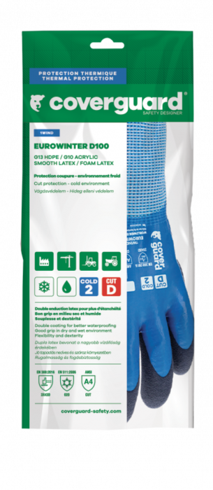 EUROWINTER D100, Mănuși de protecție tricotate din HDPE, imersate în latex neted și spumă de latex, lungime 25 cm [4]