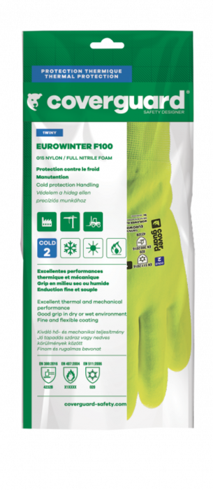 EUROWINTER F100, Mănuși de protecție tricotate din nylon și spandex, imersate în spumă de nitril, lungime 25 cm [4]
