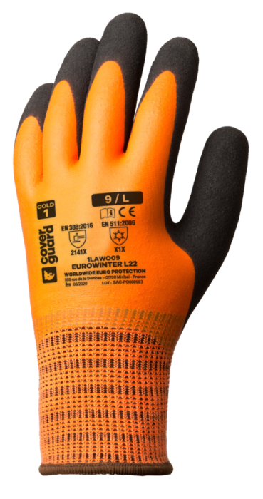 EUROWINTER L22, Mănuși de protecție din acril, imersate în latex neted și spumă de latex, lungime aproximativă 25 cm [7]